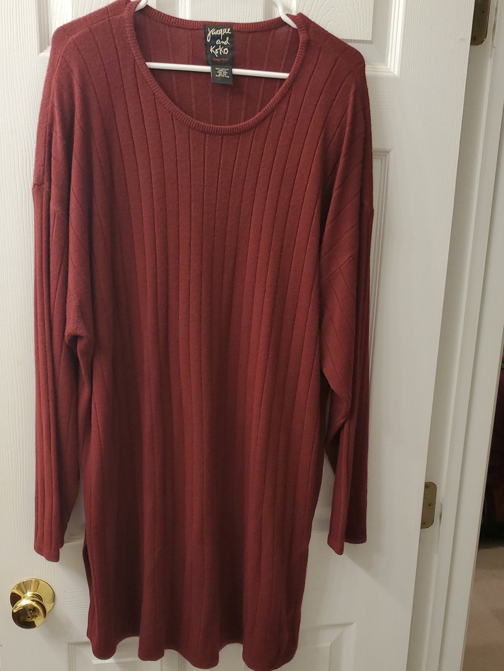 Jacquard & Kiko Women's Ribbed Crew Neck Sweater Dress - Rust